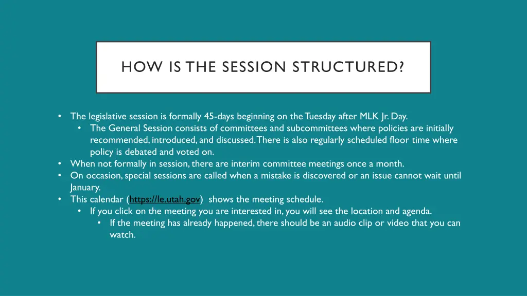 how is the session structured