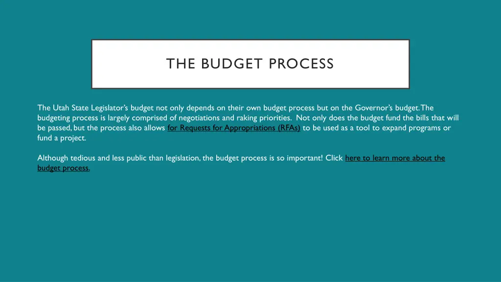 the budget process