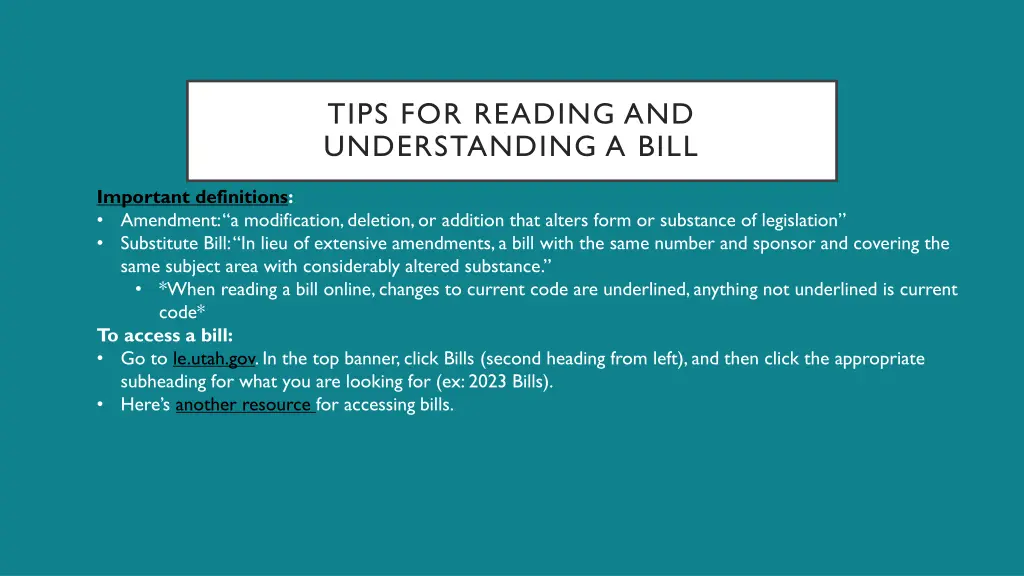 tips for reading and understanding a bill