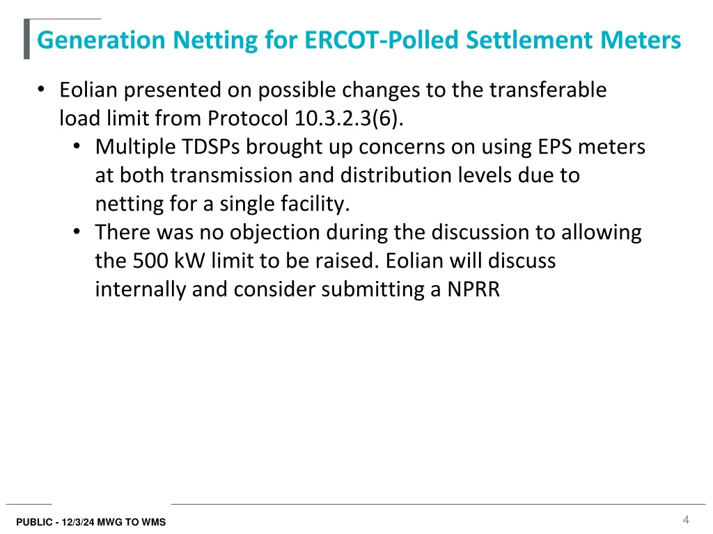 generation netting for ercot polled settlement
