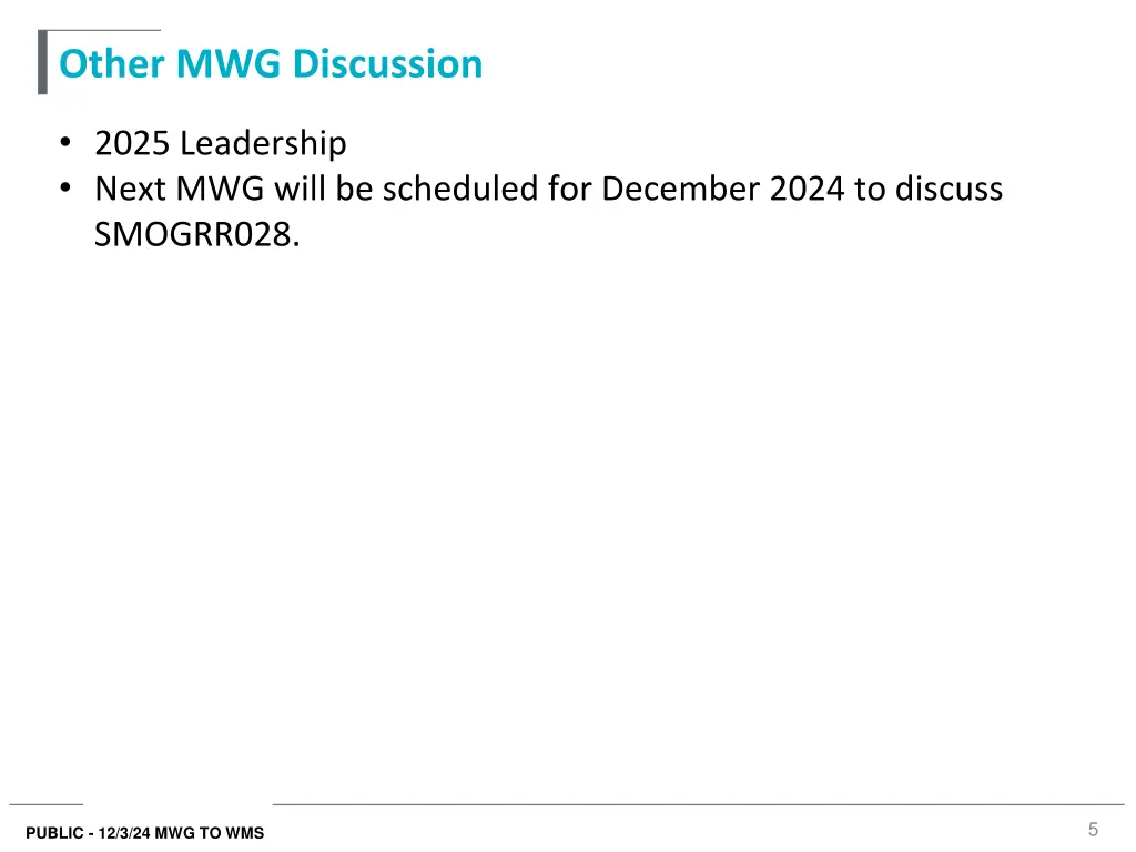 other mwg discussion