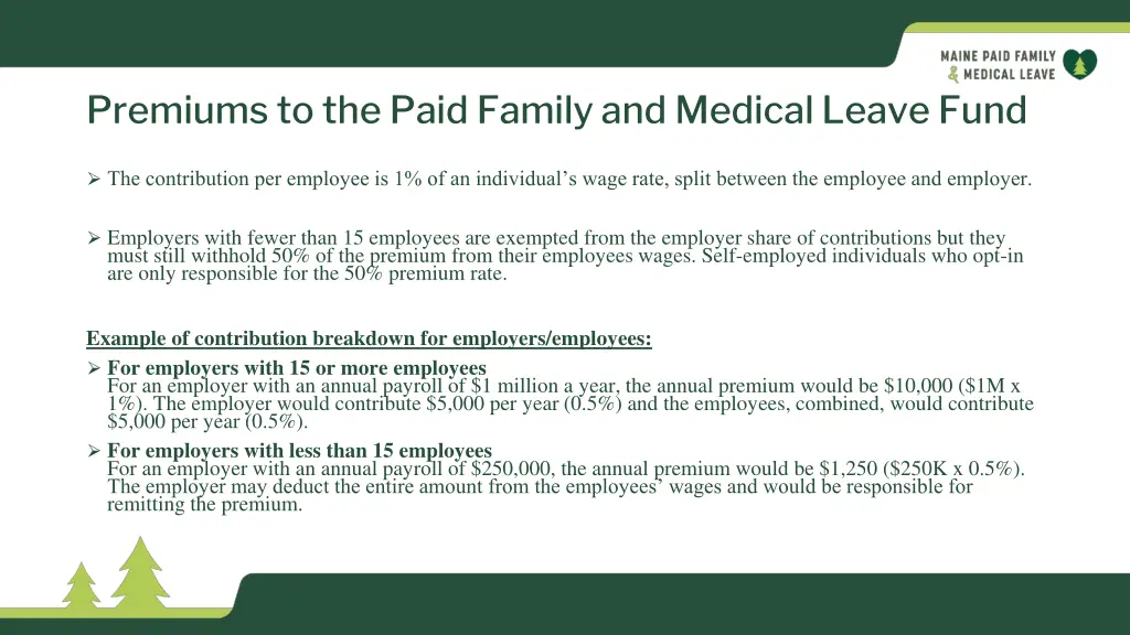 premiums to the paid family and medical leave fund