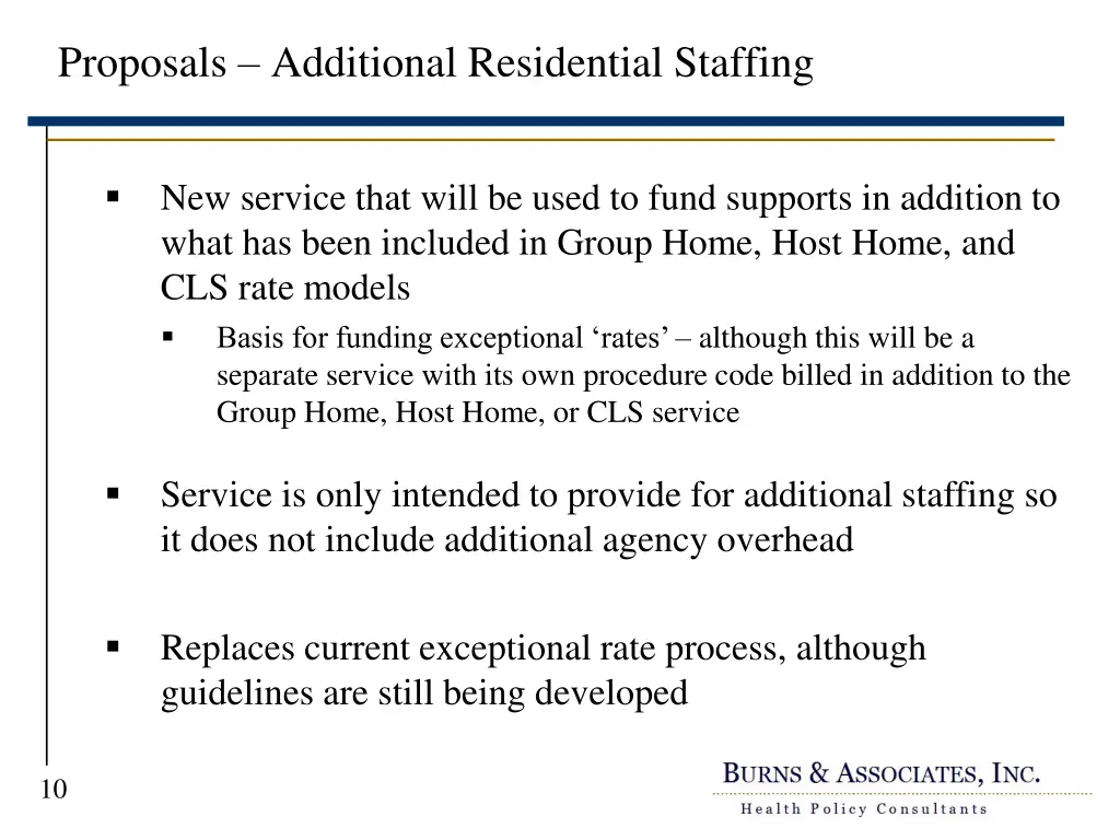 proposals additional residential staffing