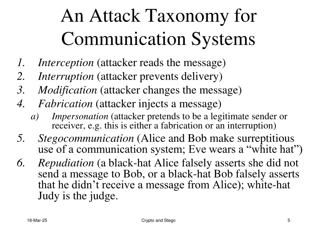 an attack taxonomy for communication systems