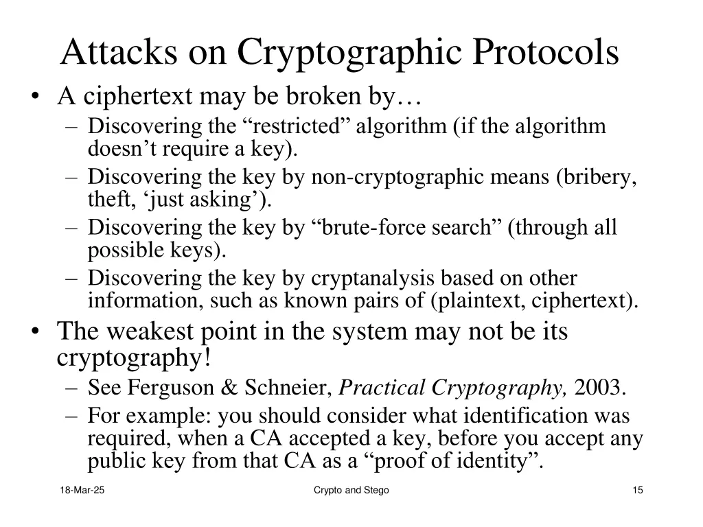 attacks on cryptographic protocols a ciphertext