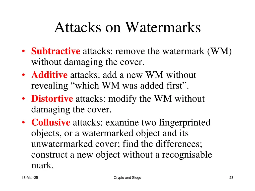 attacks on watermarks