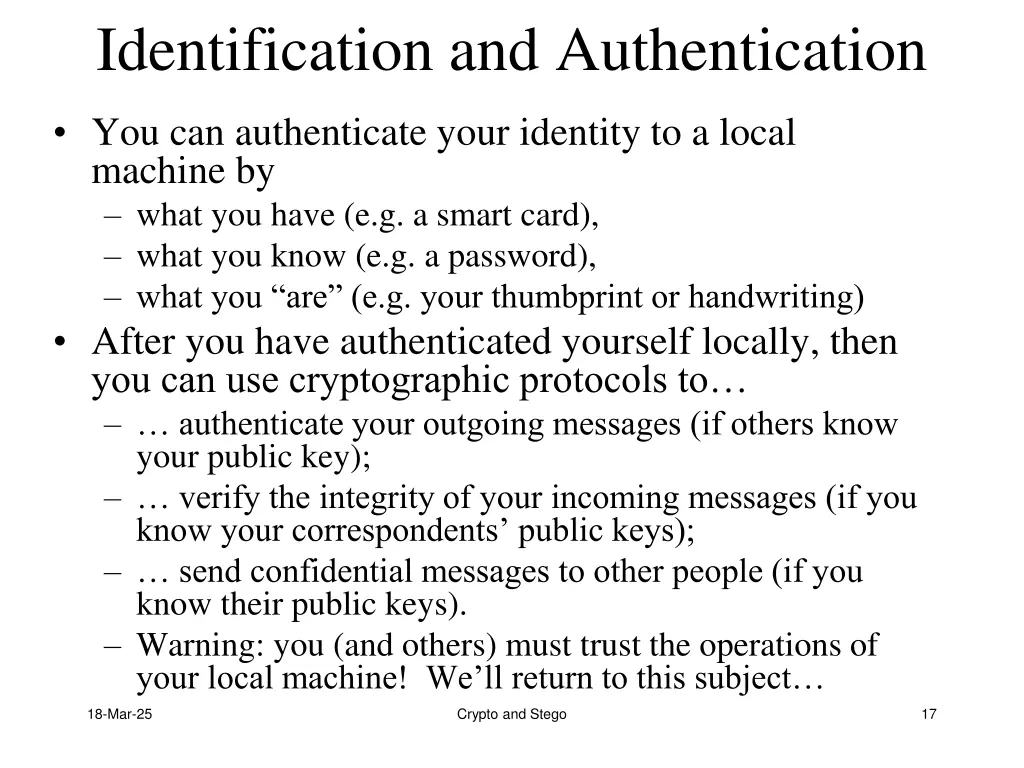 identification and authentication