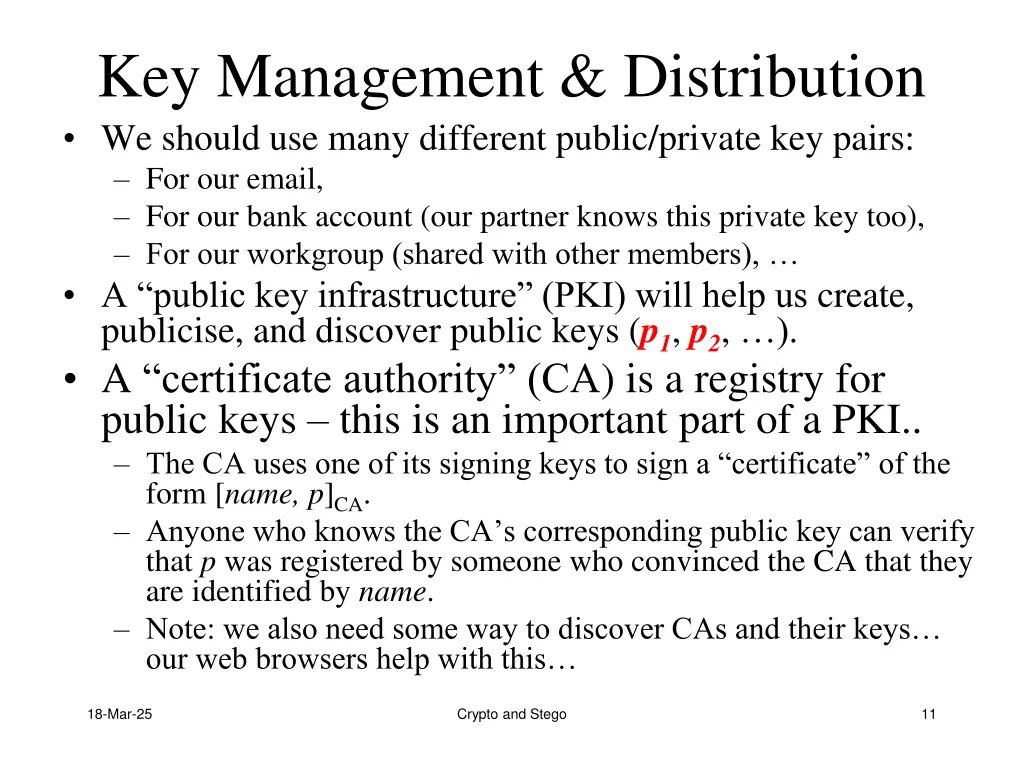 key management distribution we should use many