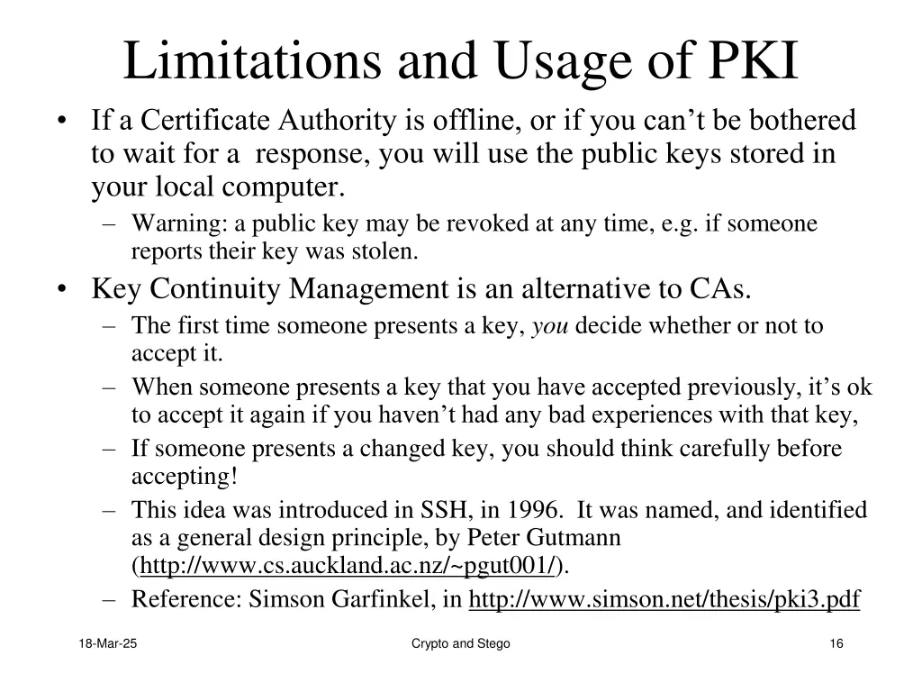 limitations and usage of pki if a certificate