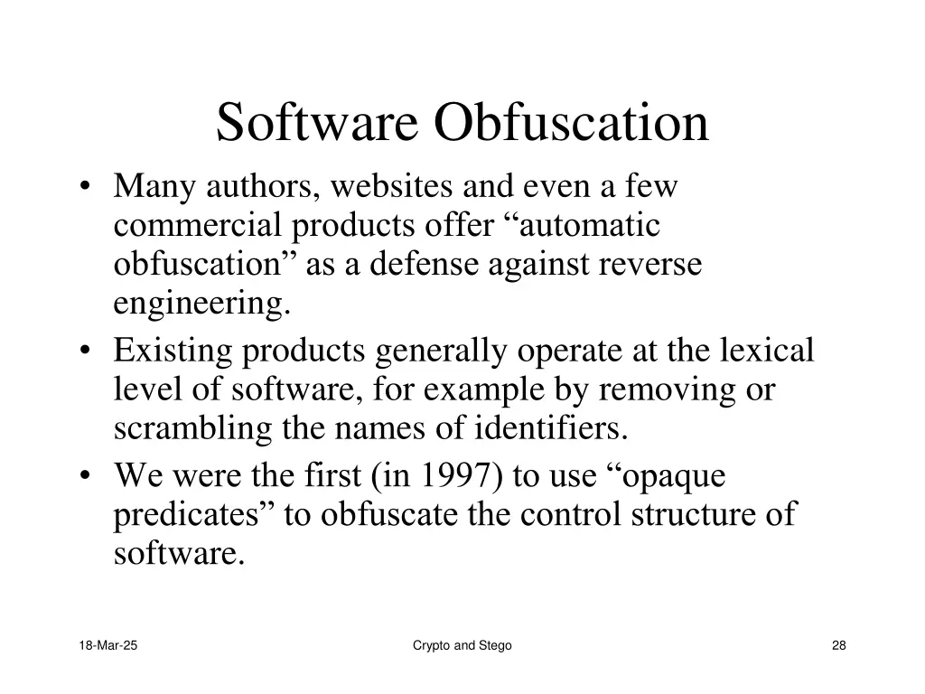 software obfuscation many authors websites