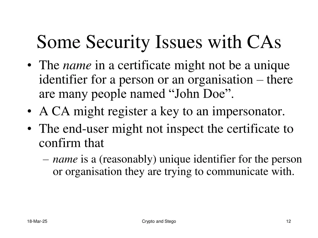 some security issues with cas the name