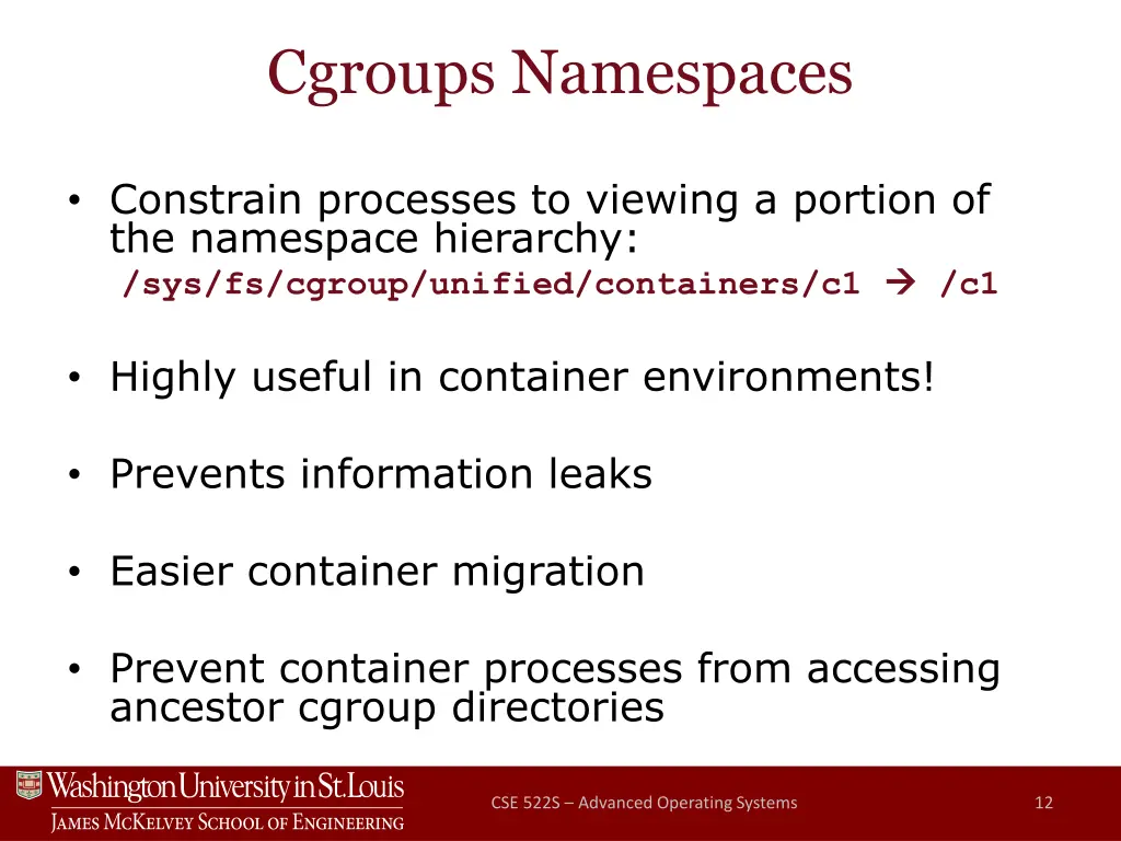 cgroups namespaces