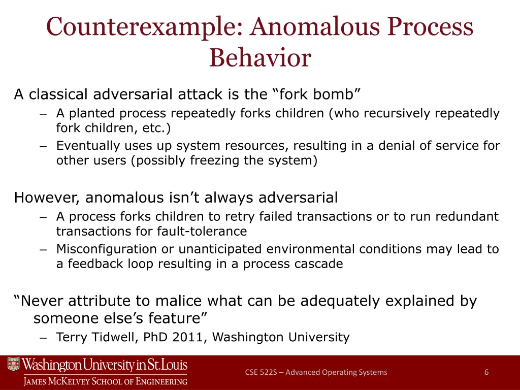 counterexample anomalous process behavior