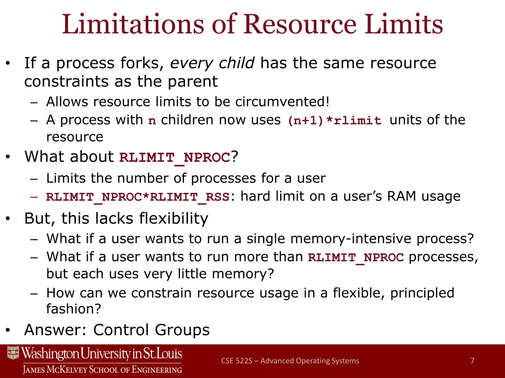 limitations of resource limits