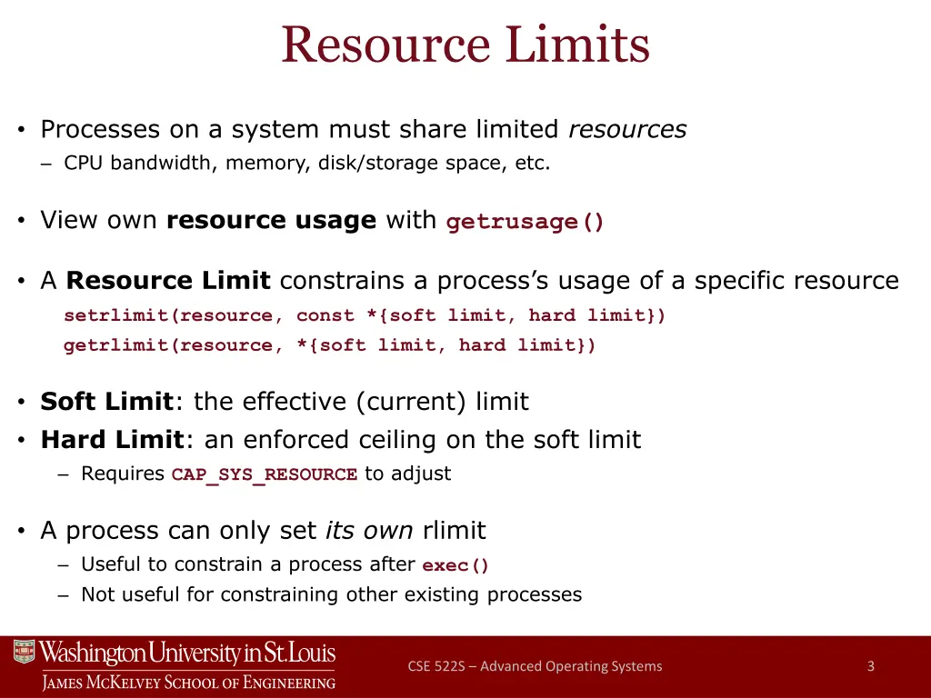 resource limits