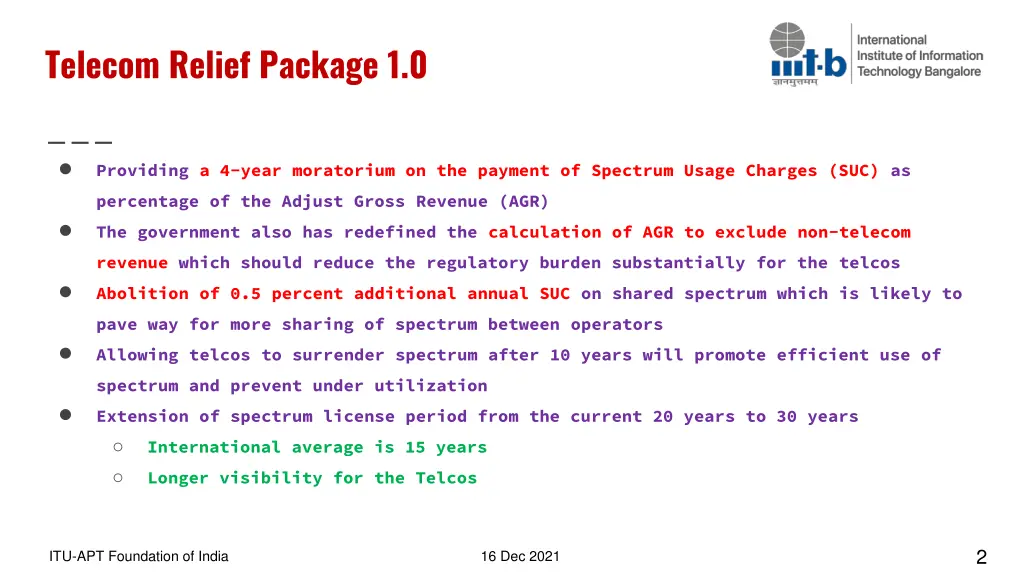 telecom relief package 1 0