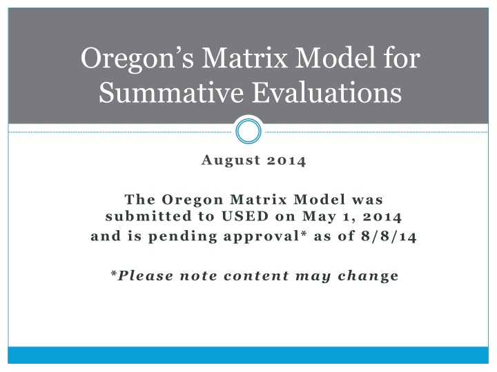 oregon s matrix model for summative evaluations