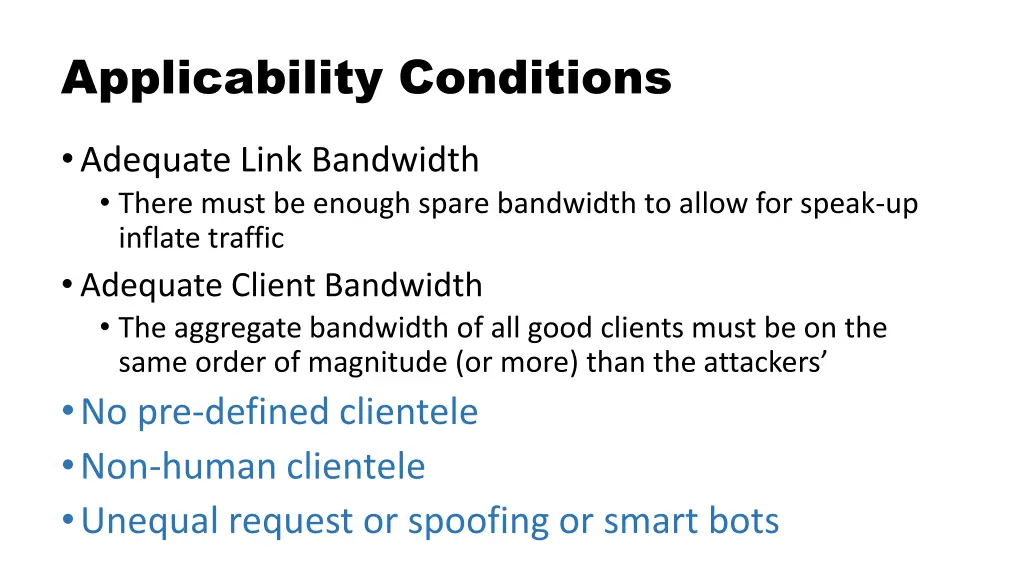 applicability conditions