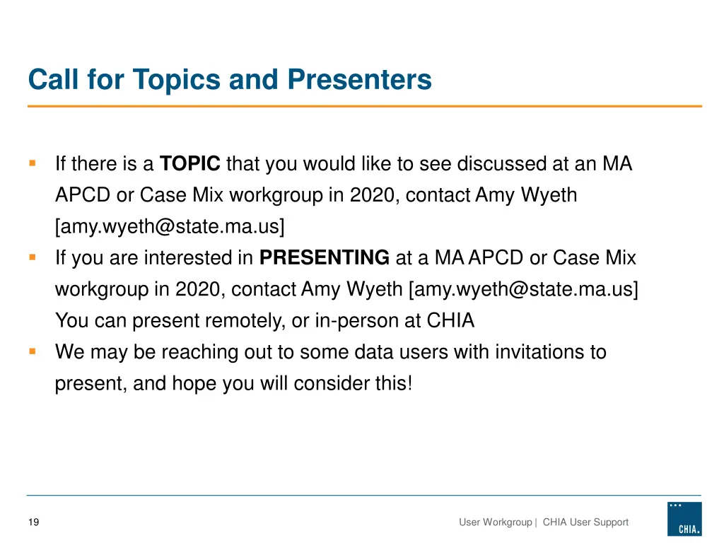 call for topics and presenters