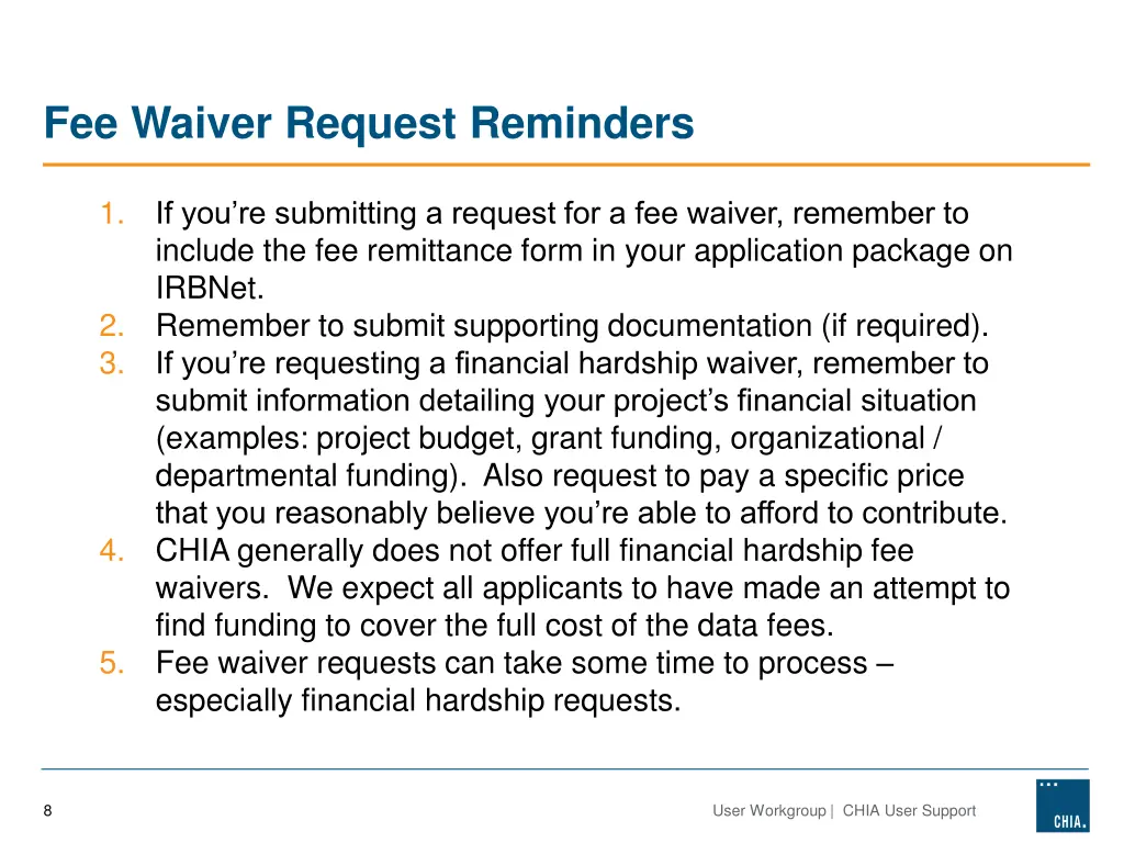 fee waiver request reminders
