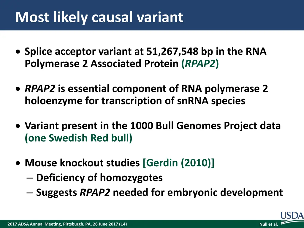 most likely causal variant