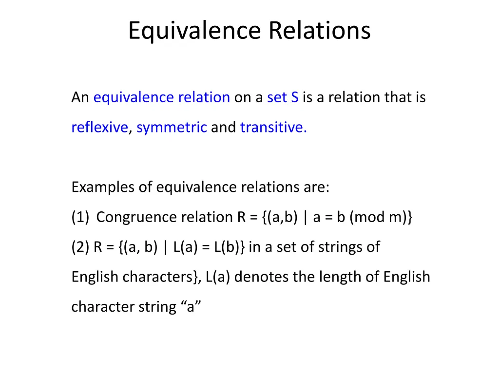 equivalence relations
