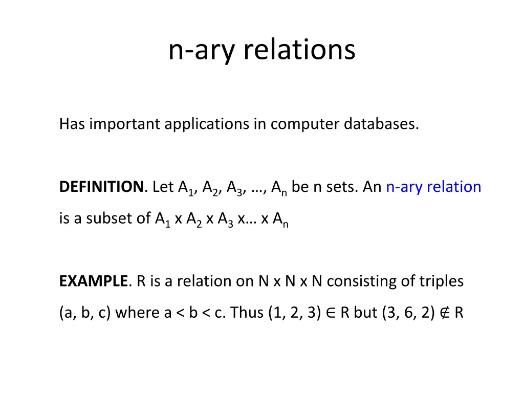 n ary relations