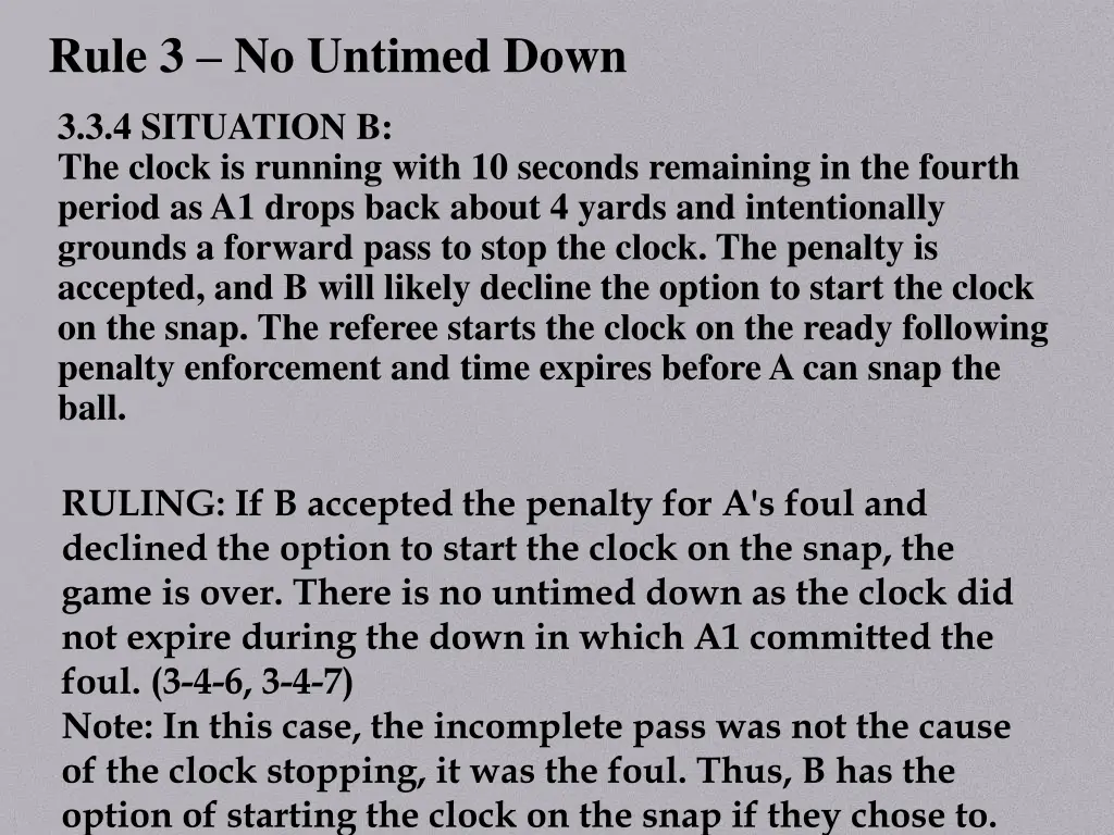 rule 3 no untimed down