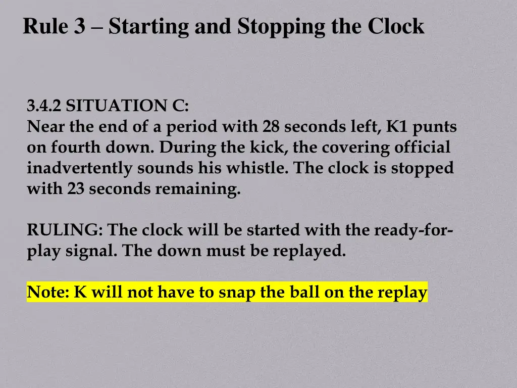 rule 3 starting and stopping the clock 1