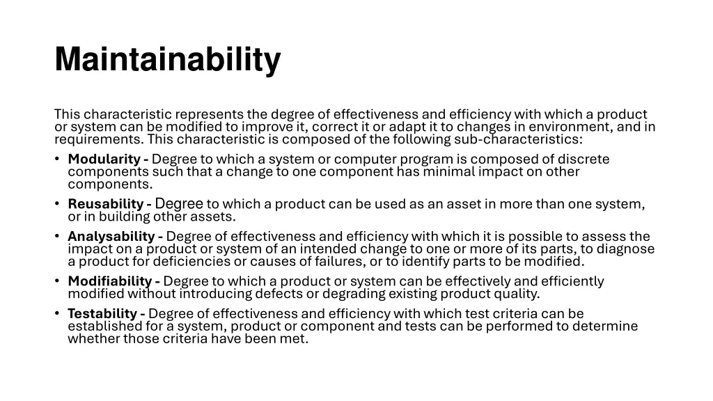 maintainability