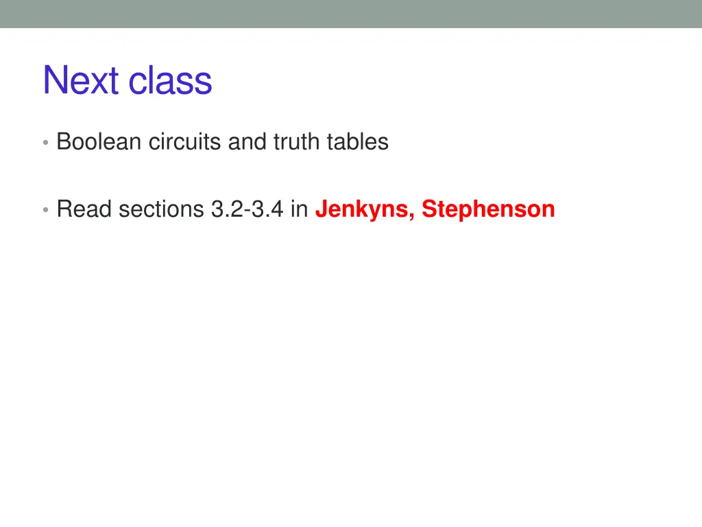 next class