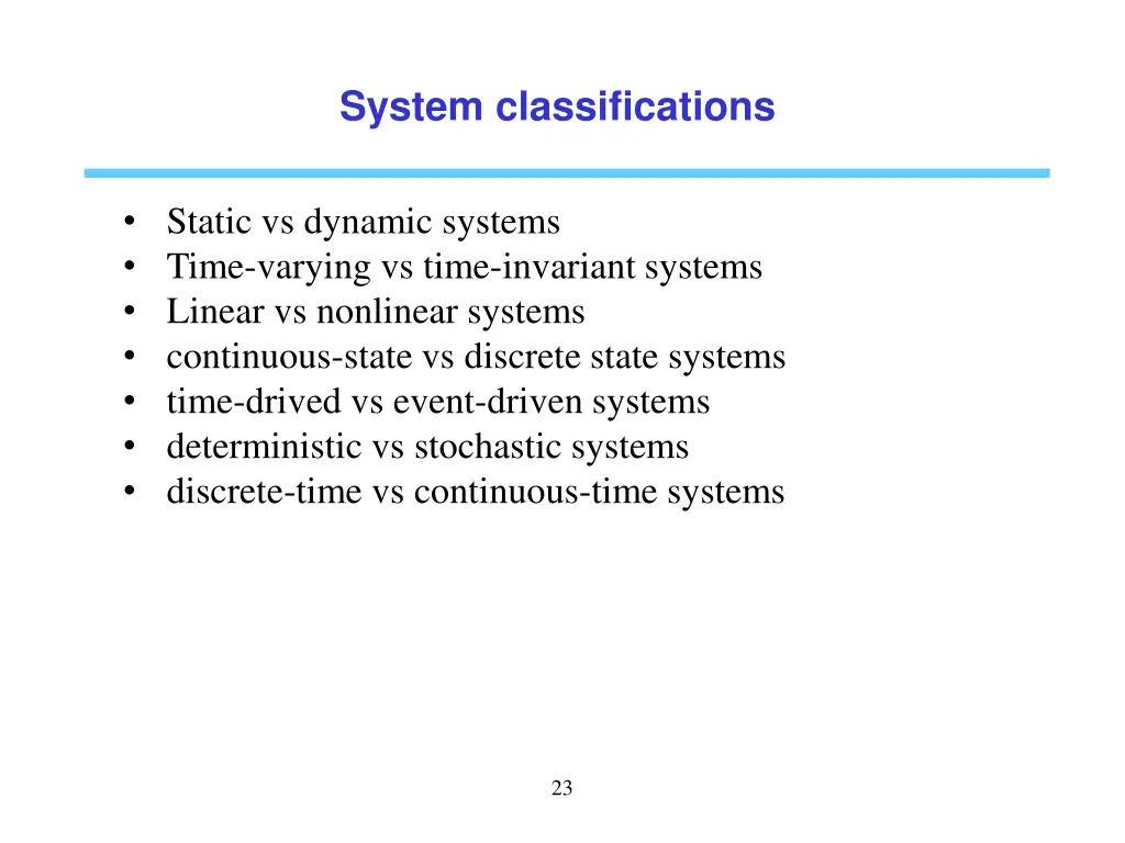 system classifications