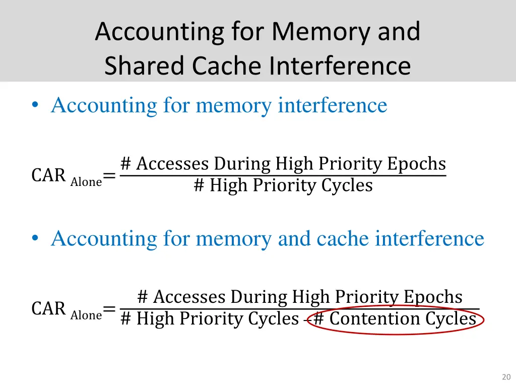 accounting for memory and shared cache