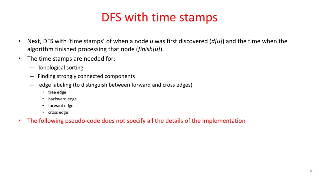 dfs with time stamps