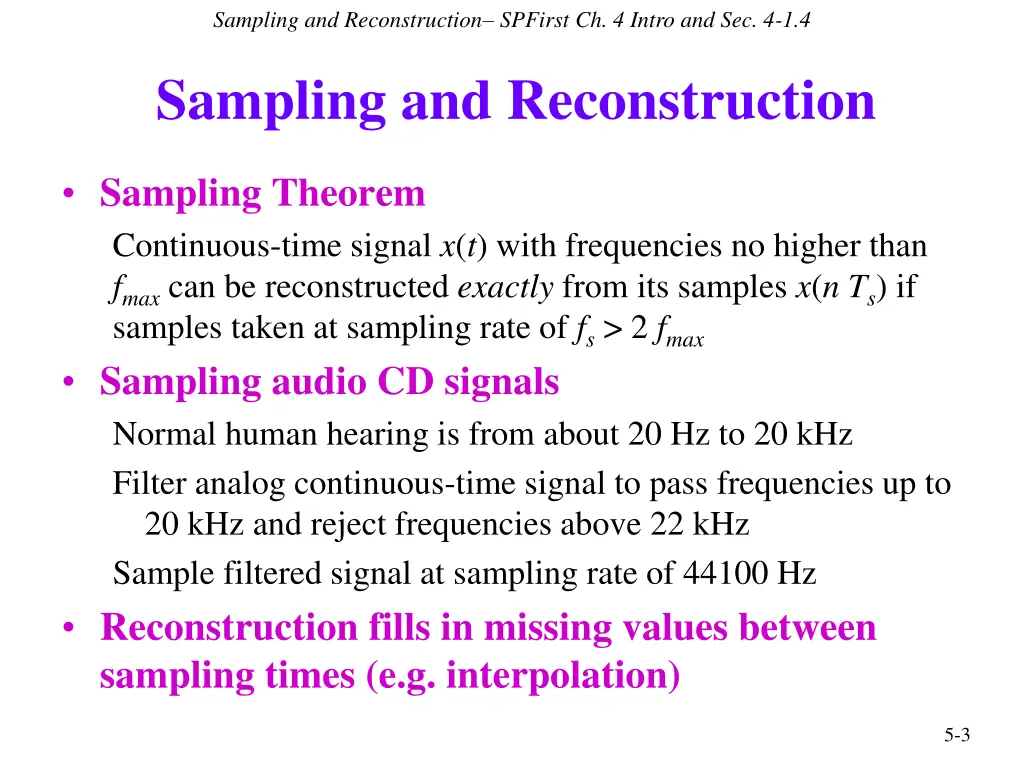 sampling and reconstruction spfirst ch 4 intro 1