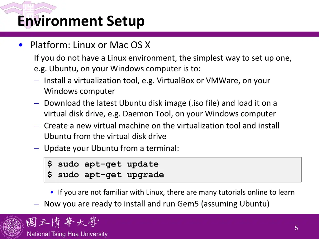 environment setup
