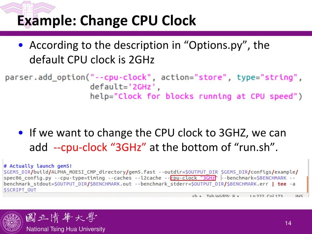 example change cpu clock