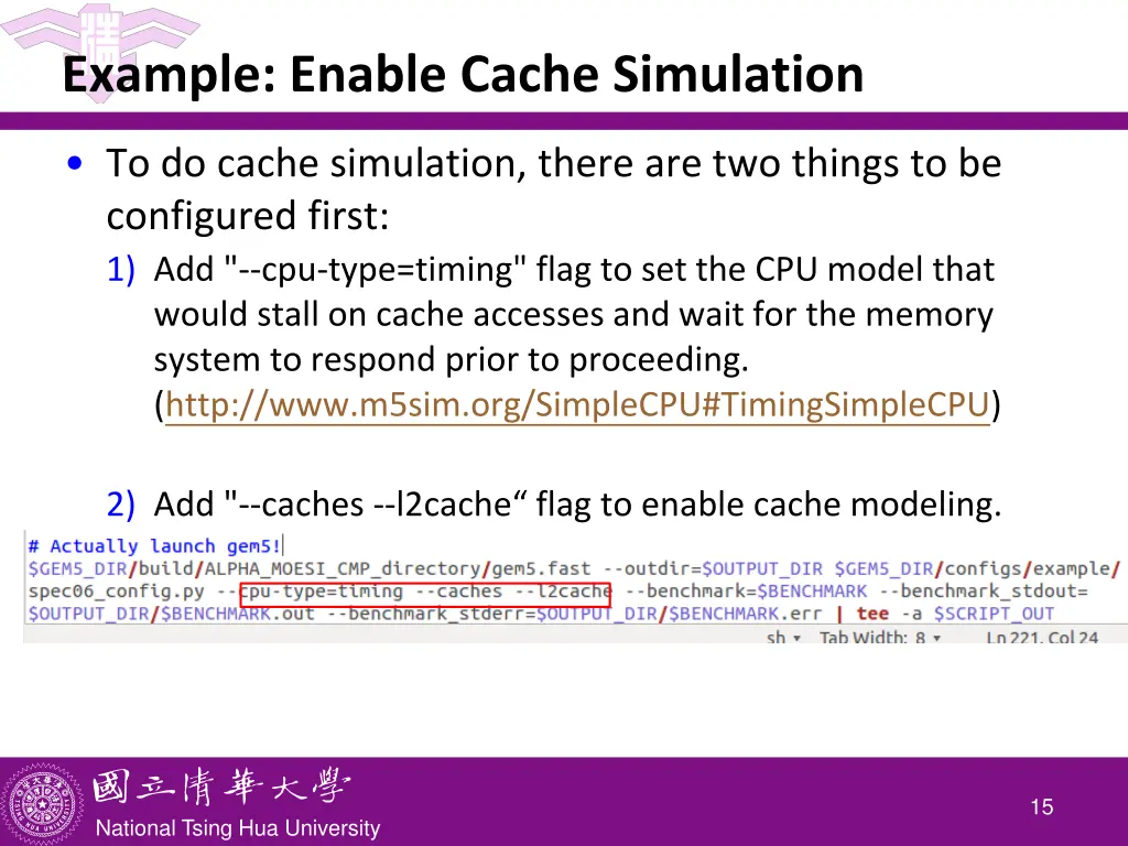 example enable cache simulation