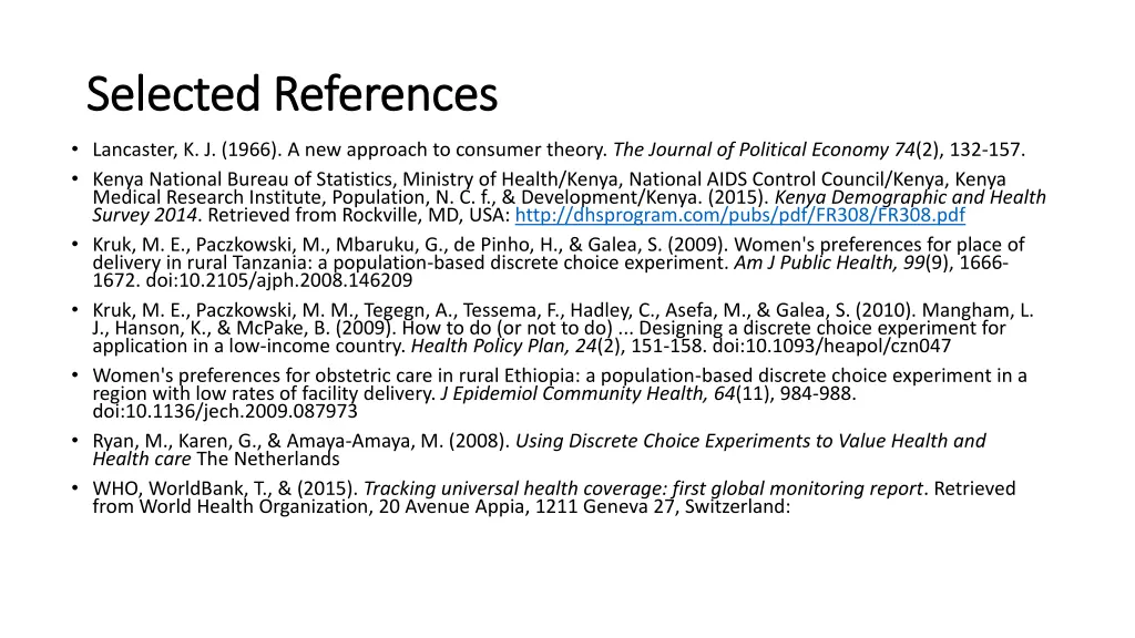 selected references selected references