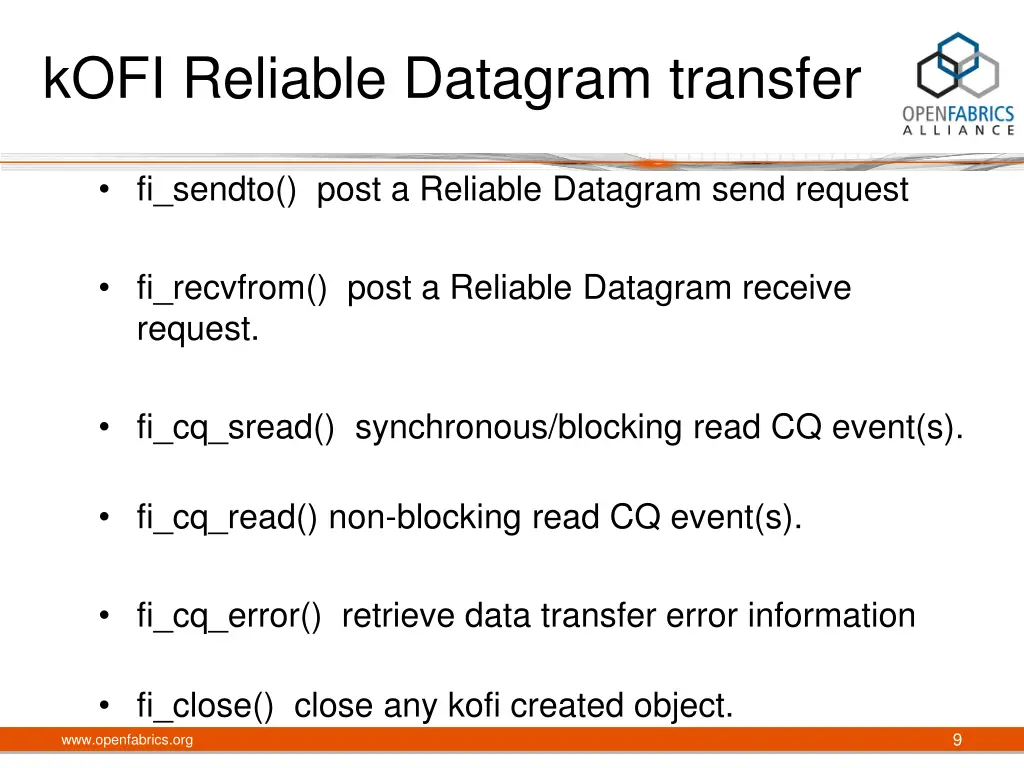 kofi reliable datagram transfer