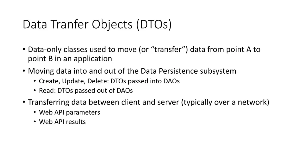 data tranfer objects dtos