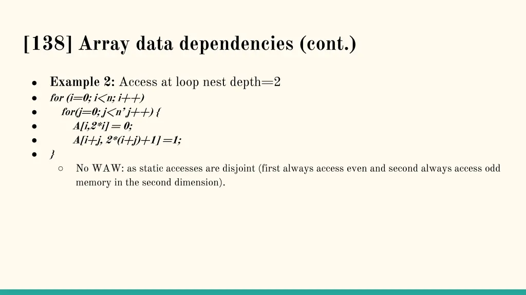 138 array data dependencies cont