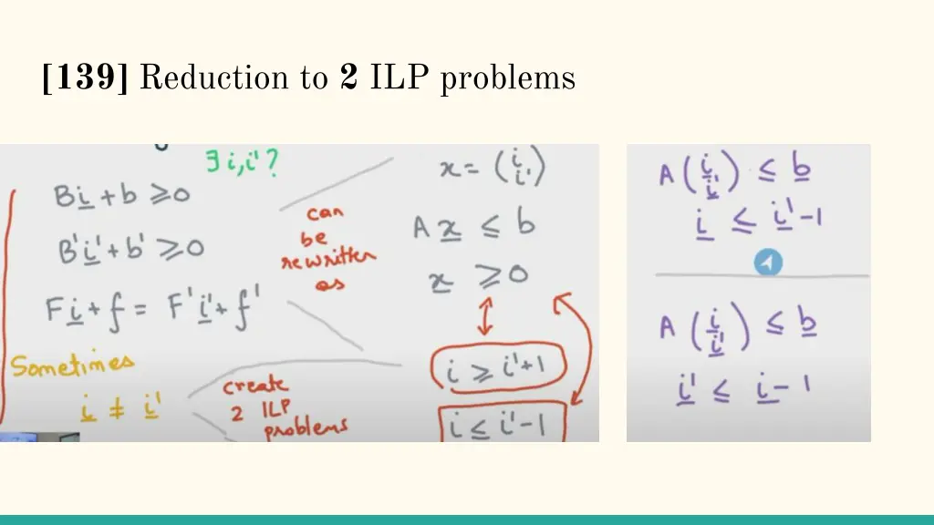 139 reduction to 2 ilp problems