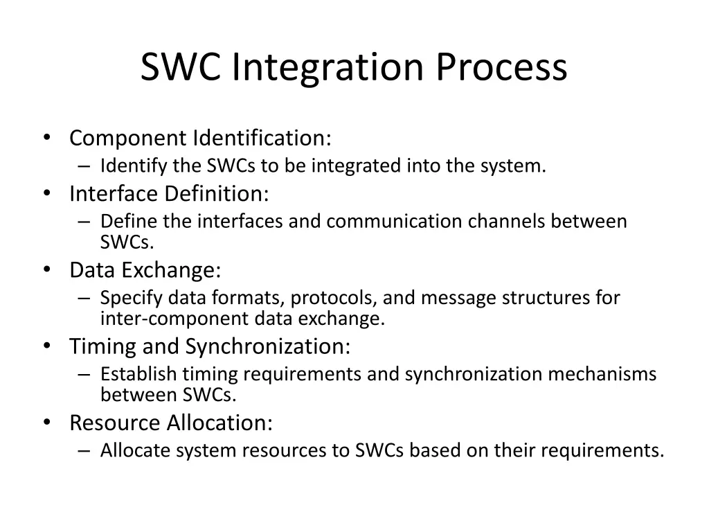 swc integration process