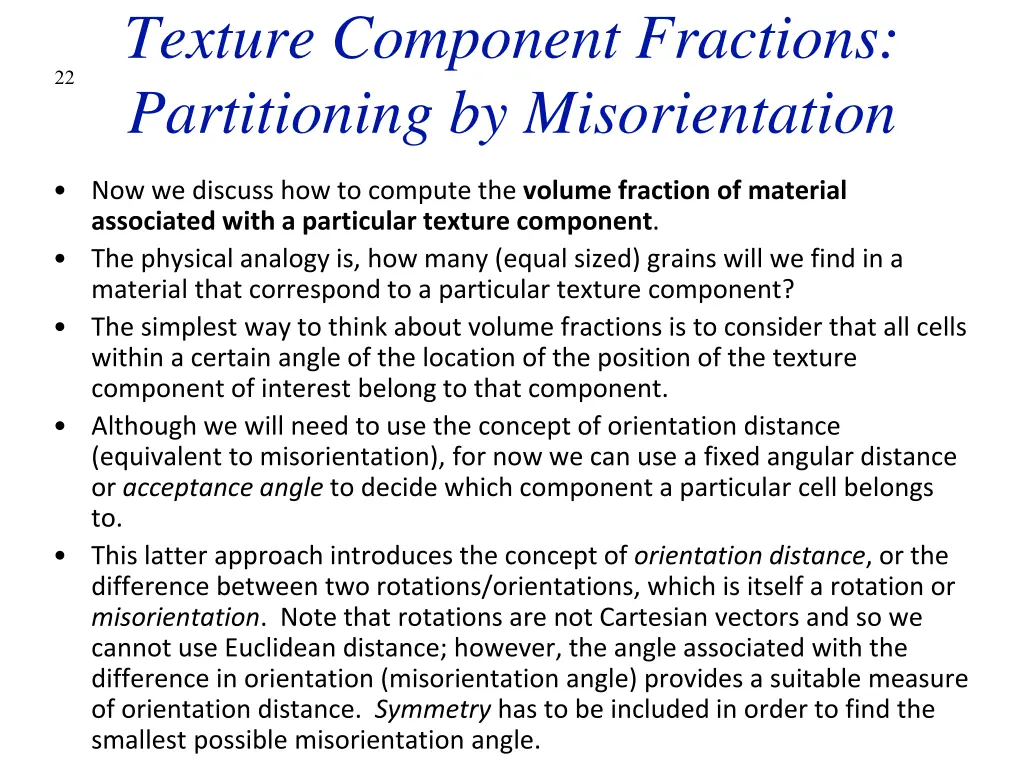 22 texture component fractions partitioning