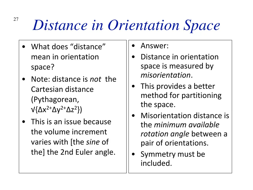 distance in orientation space