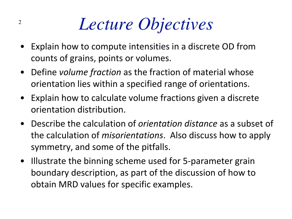 lecture objectives