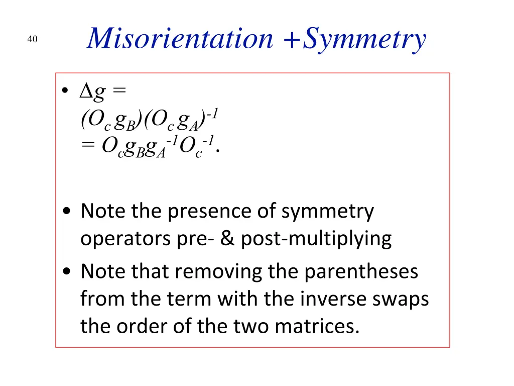 misorientation symmetry