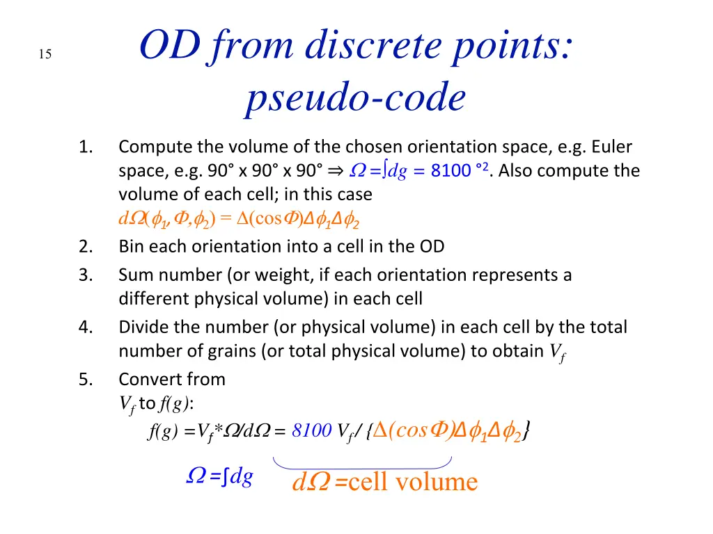 od from discrete points pseudo code