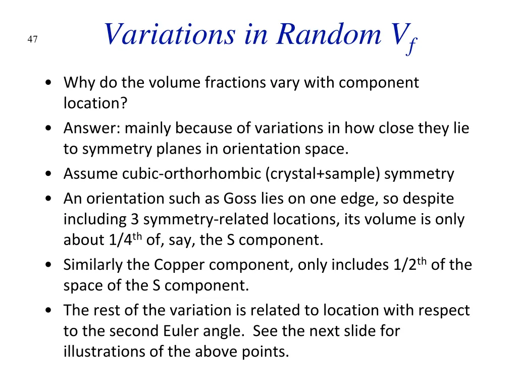 variations in random v f